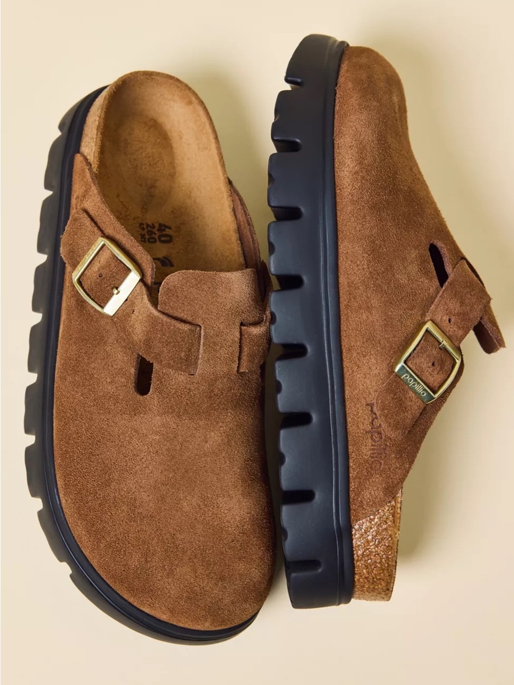 Birkenstock Boston Chunky Clogs by Papillo in Dark Tea/Black Size 40 US 9 NWT